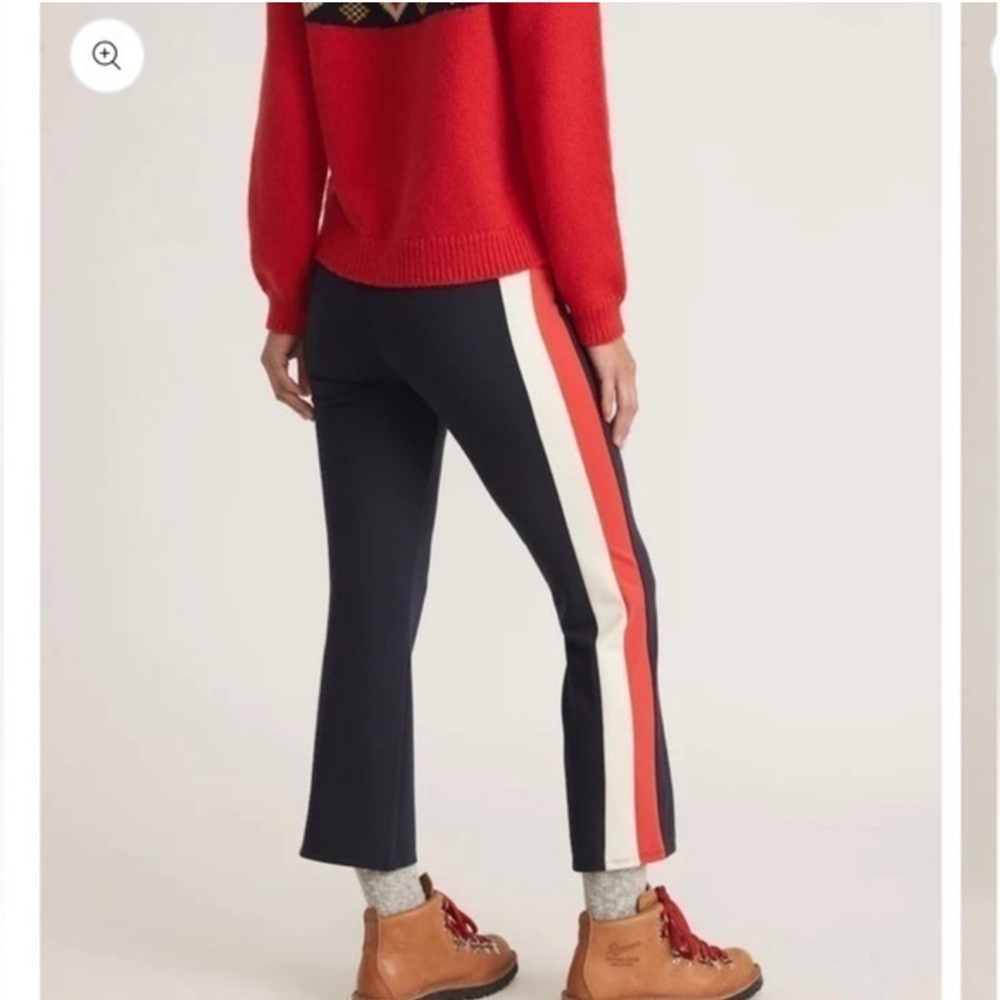 Marine Layer Navy Cropped Pants with Red and White Stripes
